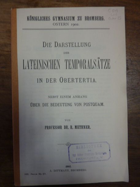Methner, Die Darstellung der lateinischen Temporalsätze in der Obertertia – Nebs