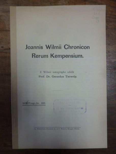 Terwelp , Joannis Wilmii Chronicon Rerum Kempensium,