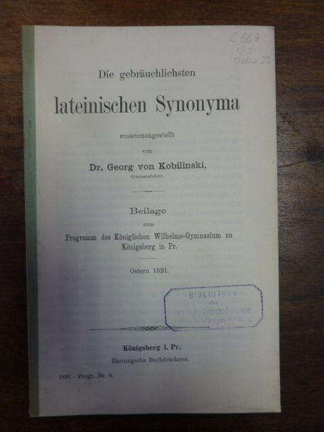 Kobilinski, Die gebräuchlichsten lateinischen Synonyma Kobilinski, Die gebräuchlichsten lateinischen Synonyma