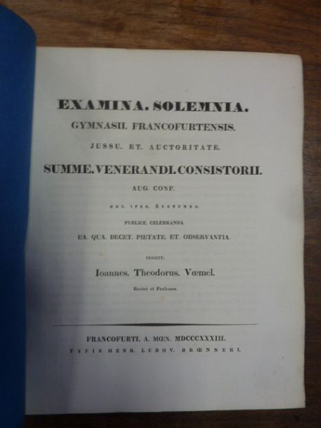 Voemelius, Teil 1: Notitia Codicum Demosthenicorum I, Teil 2: Schulnachrichten,