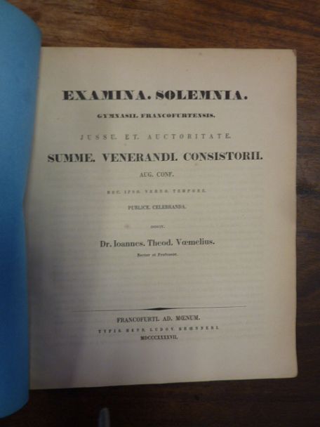 Voemelius, Teil 1: De Euripide Casu Talorum, Teil 2: Schulnachrichten,