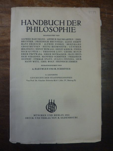 Holstein, Günther, Geschichte der Staatsphilosophie Holstein, Günther, Geschichte der Staatsphilosophie