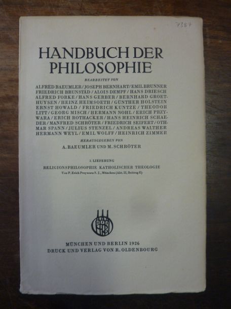 Przywara, Religionsphilosophie  katholises, In: Handbuch der Philosophie, Abteil
