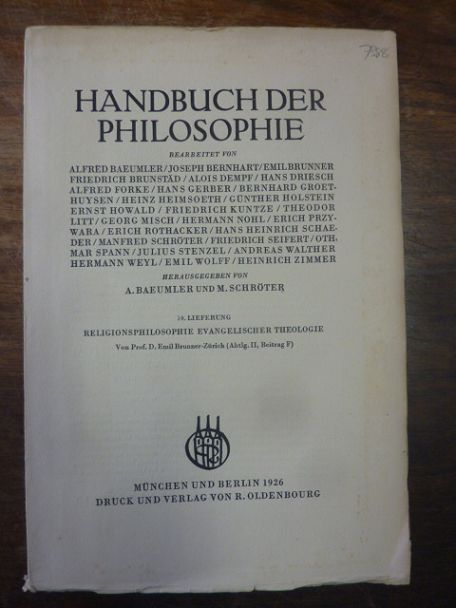 Brunner, Emil, Religionsphilosophie evangelischer Theologie