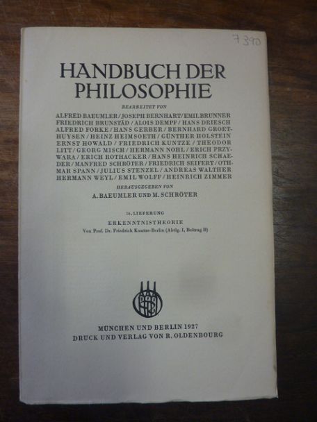 Kuntze, Erkenntnistheorie, In: Handbuch der Philosophie, Abteilung I: Die Grundd