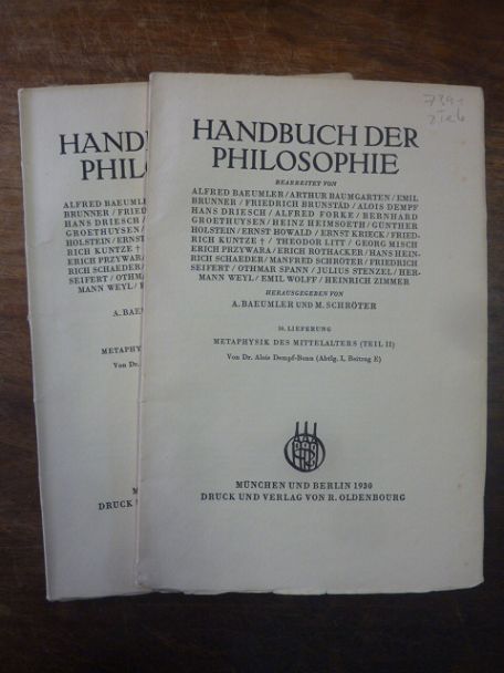 Stenzel, Metaphysik des Mittelalters, Teile I und II, In: Handbuch der Philosoph