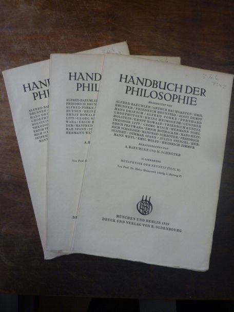Dempf, Metaphysik der Neuzeit, Teile I, II und III, In: Handbuch der Philosophie