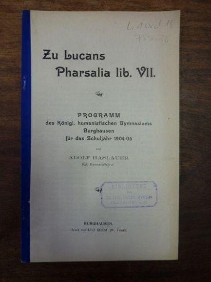 Lukan / Haslauer, Zu Lucans Pharsalia lib. VII,