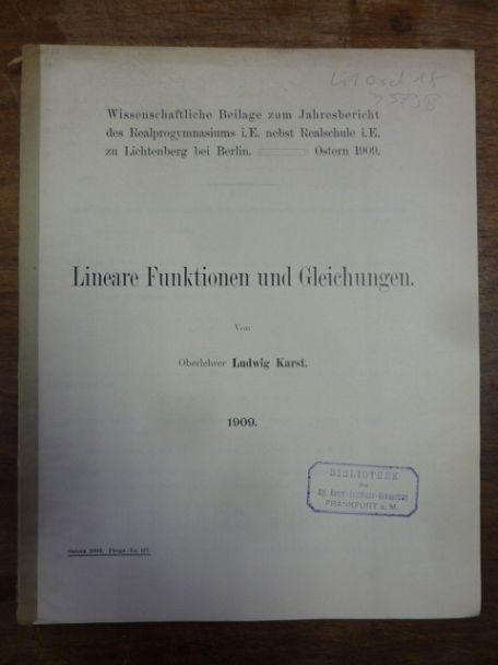 Karst, Lineare Funktionen und Gleichungen, Karst, Lineare Funktionen und Gleichungen,