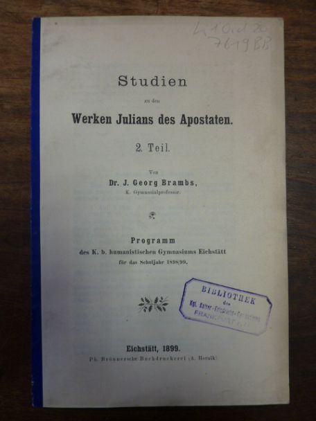 Brambs, Studien zu den Werken Julians des Apostaten, Brambs, Studien zu den Werken Julians des Apostaten,
