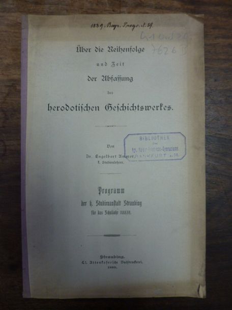 Ammer, Über die Reihenfolge und Zeit der Abfassung des herodotischen Geschichtsw Ammer, Über die Reihenfolge und Zeit der Abfassung des herodotischen Geschichtsw
