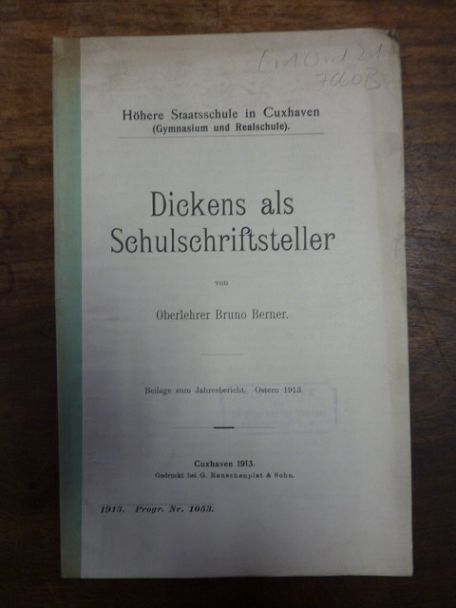Berner, Dickens als Schulschriftsteller, Berner, Dickens als Schulschriftsteller,