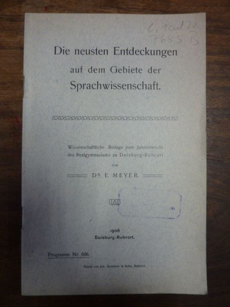 Meyer, Die neusten Entdeckungen auf dem Gebiete der Sprachwissenschaft,