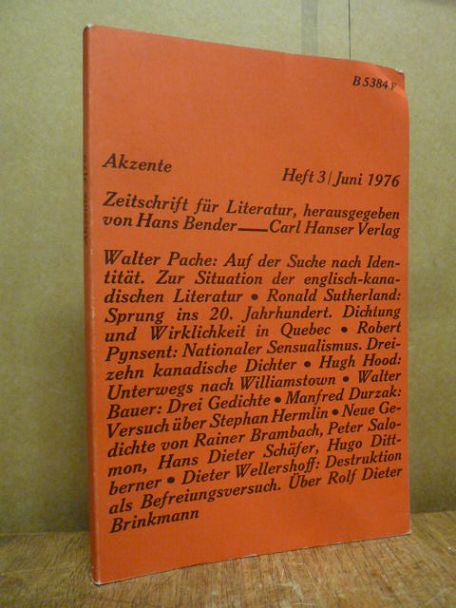 Bender, Akzente – Zeitschrift für Literatur, Heft 3 / 1976,