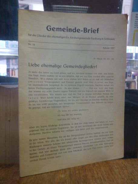 Ehemalige evangelischen Kirchengemeinde Freiburg / Schlesien, Gemeindebrief für Ehemalige evangelischen Kirchengemeinde Freiburg / Schlesien, Gemeindebrief für