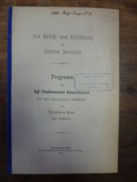 Bob, Zur Kritik und Erklärung der Satiren Juvenals,