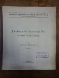 Hoffmannl, De Aristotelis Physicorum libri septimi duplici forma,