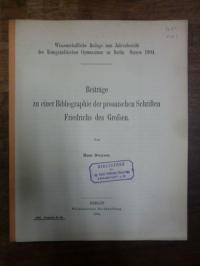 Friedrich der Grosse / Droysen, Beiträge zu einer Bibliographie der prosaischen