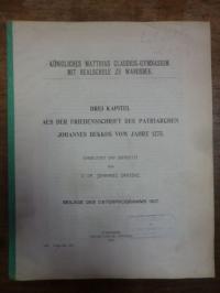 Johannes, Drei Kapitel aus der Friedensschrift des Patriarchen Johannes Bekkos v